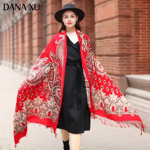 Miniatura 68 de DANA XU Manta de pashmina extragrande 100% de lana merina, bufanda de viaje, bufanda de cachemira para mujer, otoño e invierno, chal de gran