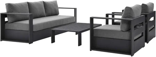 Modway Tahoe - Juego de 4 piezas de aluminio para patio al aire libre en gris carbón