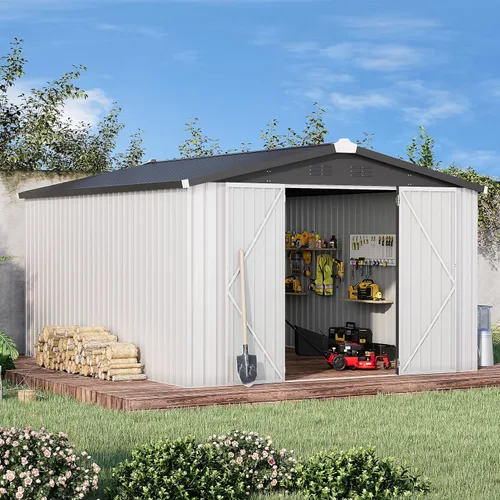 Miniatura 29 de AECOJOY Cobertizo de almacenamiento al aire libre de 5 x 3 pies, pequeño cobertizo de metal con puerta con cerradura, almacenamiento de utilidad
