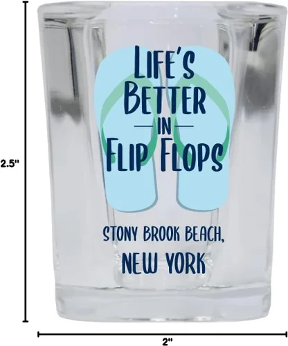 Miniatura 3 de Stony Brook Beach New York Beach Souvenir - Vaso de chupito de base cuadrada, 2 onzas, individual