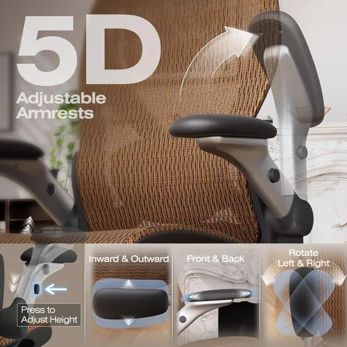 Miniatura 4 de ELABEST X100 Silla de Oficina Ergonómica con Reposapiés, Silla Grande y Alta para Escritorio en Casa con Brazos Desmontables 5D, Soporte Lumbar
