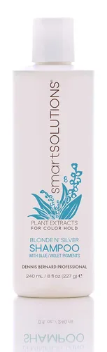 SMART SOLUTIONS Blonde N' Silver Blue/Violet Pigment Shampoo para tonificar el cabello amarillo/rubio cobrizo, gris, plateado y platino, 8 onzas