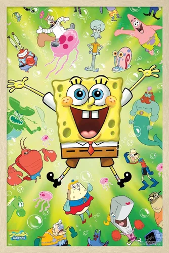 Miniatura 12 de Trends International Nickelodeon Bob Esponja - Póster de pared de explosión, 14.725 x 22.375 pulgadas, versión enmarcada de madera de granero
