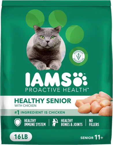 IAMS Proactive Health Comida seca para gatos senior saludable con pollo, bolsa de 16 libras