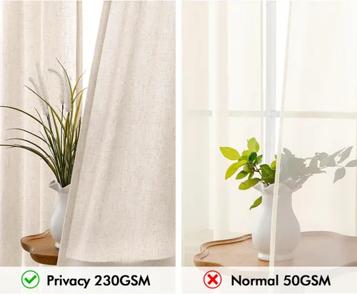 Miniatura 4 de MIULEE 2 paneles de cortinas de lino de privacidad que no se transparentan, cortinas filtrantes de luz, cortinas texturizadas con pestaña trasera