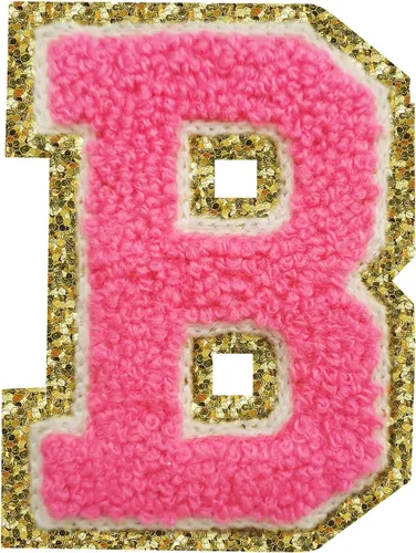 Miniatura 63 de SPRT - Parches de letras de chenilla universitaria con purpurina, parche de letras blancas para planchar con letras del alfabeto para disfraz