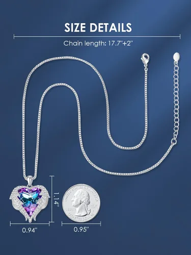 Miniatura 4 de CDE Collar con dije de corazón de ala de ángel para mujer, tono plateadodorado, regalo de Navidad, San ValentínDía de la Madre, aniversario