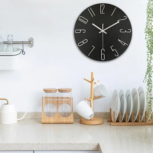 Miniatura 6 de AIRUIFU Reloj de pared de 12 pulgadas, silencioso y sin tictac, moderno, funciona con pilas - Analógico pequeño y clásico para oficina, hogar, baño