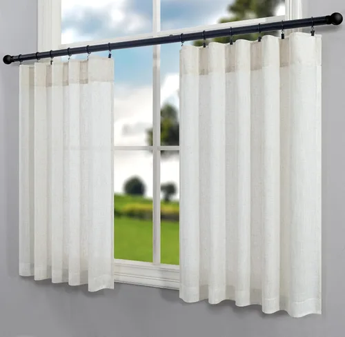 Miniatura 54 de Pitalk Cortinas de lino para café de 24 pulgadas de largo, con bolsillo trasero, plisadas, estilo bohemio, granja, cocina, cortinas para ventana