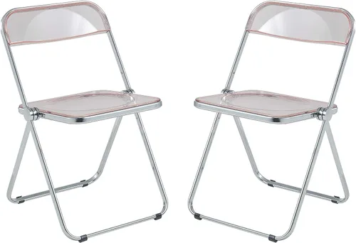 Miniatura 24 de LeisureMod Lawrence - Silla plegable de acrílico transparente moderna con marco de metal, asiento transparente que ahorra espacio para comedor