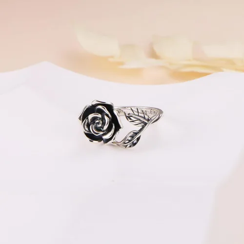 Miniatura 37 de Anillos abiertos ajustables de plata de ley S925, anillo de rosa para mujeres y adolescentes