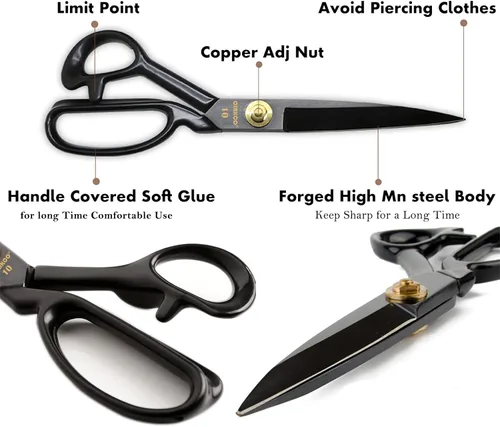 Miniatura 4 de CINKCO® Tijeras de costura profesionales de 12.0 pulgadas, resistentes de acero de aleación forjada de 65 millones, tijeras de alta calidad