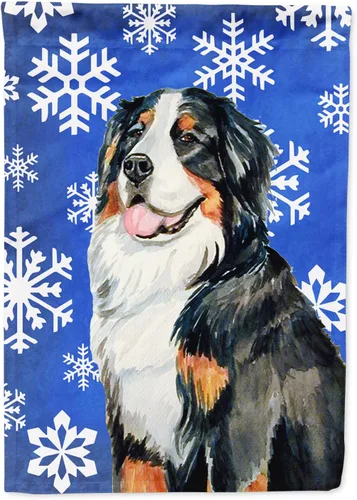 Miniatura 124 de Caroline's Treasures SC9374GF Bulldog English Snow flakes Holiday Garden Flag Buzón Bandera decorativa para patio exterior, patio, obras de arte