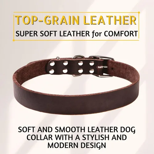 Miniatura 3 de Adityna - Collar de cuero para perros grandes - Estilo clásico, suave y fuerte, resistente collar de cuero de grano superior para caminar, entrenar