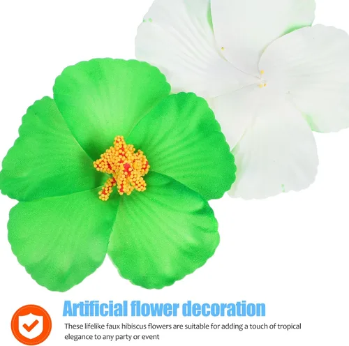 Miniatura 4 de HOMSFOU 10 piezas de flores tropicales de hibisco sintético, decoraciones florales hawaianas para interiores y exteriores, suministros de fiesta