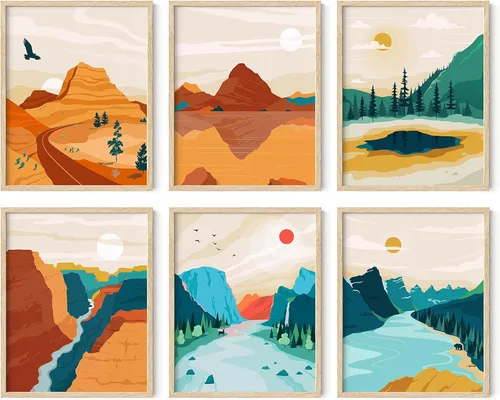 Miniatura 43 de HAUS AND HUES Juego de pósteres vintage del parque nacional, impresiones artísticas de parques nacionales, arte de pared de naturaleza y montaña