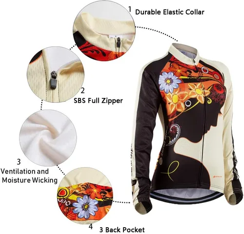 Miniatura 8 de Traje de ciclismo acolchado de gel 3D transpirable de manga larga para mujer, conjunto de pantalones de malla con protección UV