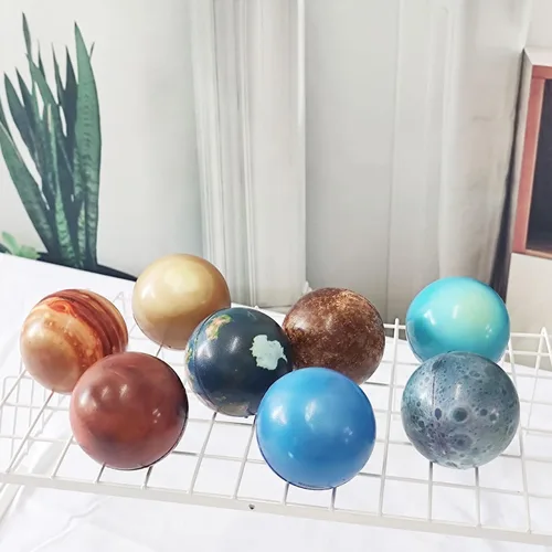 Miniatura 6 de Mydio Juego de 24 bolas para aliviar el estrés, bola de poliuretano suave de varios colores, patrón aleatorio, juguetes de fiesta, juego de pelota