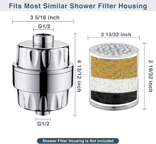 Miniatura 6 de BRIGHT SHOWERS Filtro de ducha, filtro de cabezal de ducha de alto rendimiento, filtración de 3 etapas para eliminación de agua dura y cloro, mejora