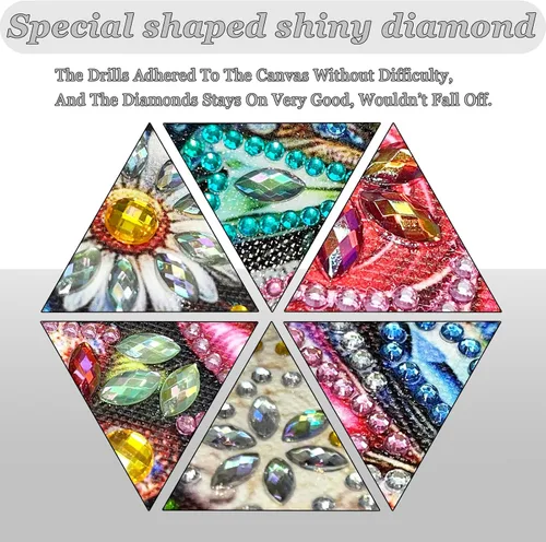 Miniatura 4 de FHBUBPUP Kits de Pintura de Arte de Diamantes de Flores para Adultos, Arte de Diamantes de Forma Especial 5D para Principiantes, Arte de Gemas