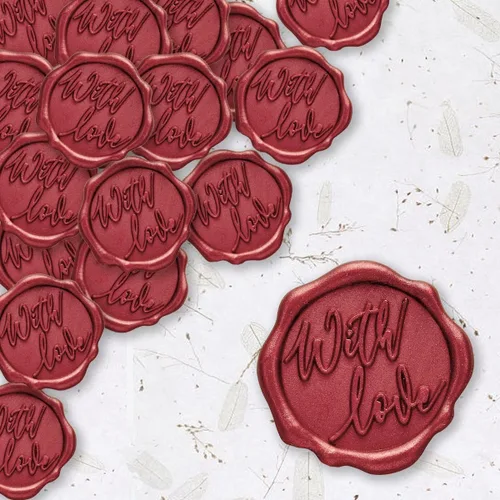 Miniatura 2 de with Love - Calcomanías adhesivas de cera para sellar, 25 unidades, prefabricadas con cera de sellado real (rojo carmesí)