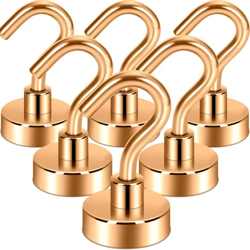 Neosmuk Ganchos magnéticos extrafuertes con resistencia de más de 27 lbs, con imanes de tierras raras resistentes para refrigerador, crucero, Bronce
