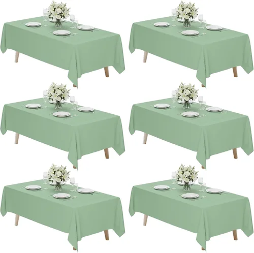 Miniatura 58 de Fixwal Paquete de 2 manteles rectangulares negros de 60 x 102 pulgadas, reutilizables, resistentes, lavables, para mesas de 6 pies, bodas, fiestas