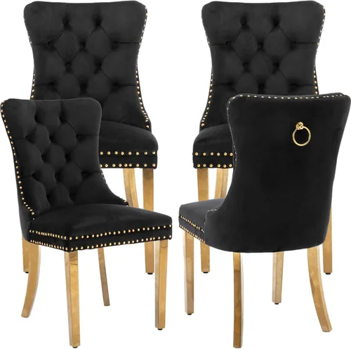 Miniatura 18 de Juego de 2 Sillas de Comedor Modernas de Mediados de Siglo, Tapizadas en Terciopelo Beige con Respaldo Acolchado, Sillas de Cocina y Comedor, Patas