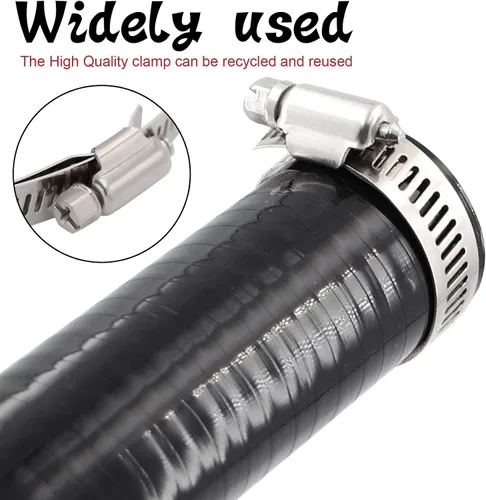 Miniatura 6 de 90 Grados ID 1 Pulgada (25mm) Manguera de Acoplador Reductor de Silicona Negra, 4 Capas Reforzadas, Longitud de Pata 4 Pulgadas (102mm) con 2