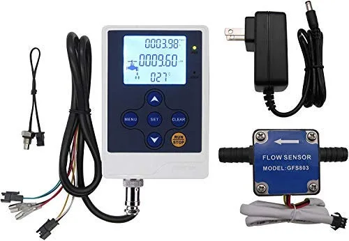 DIGITEN Medidor de control de flujo de agua con pantalla LCD, controlador cuantitativo de líquidos + medidor de flujo de combustible G3/8 pulgadas,