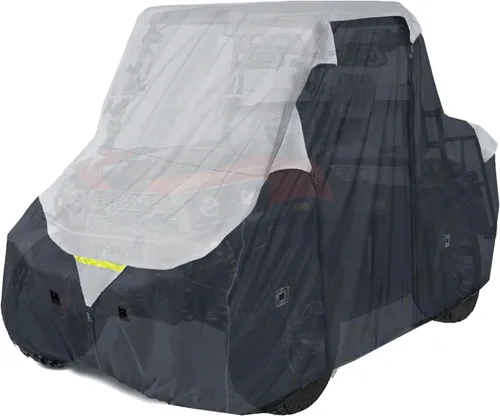 Miniatura 5 de EliteShield Cubierta impermeable Quad 4 x 4 UTV, remolcable resistente, cubierta de almacenamiento SXS para vehículos utilitarios, gris/negro, se