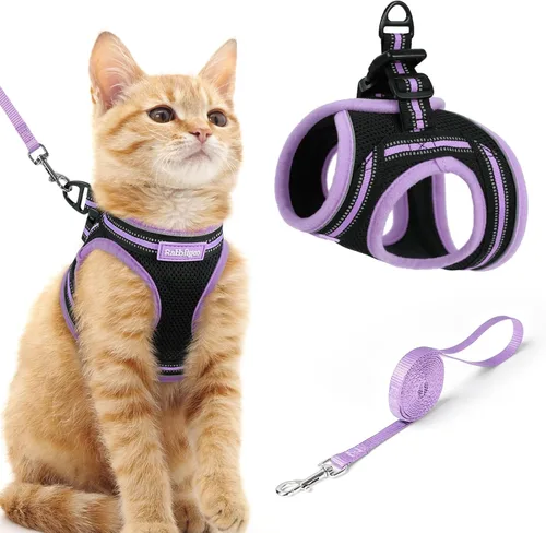 Miniatura 15 de rabbitgoo Juego de arnés y correa para gatos para caminar a prueba de escape, chaleco suave ajustable para gatitos con tira reflectante para gatos