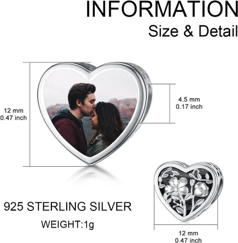 Miniatura 6 de PEIMKO Dije personalizado de plata de ley con diseño de corazón de flor de nacimiento y corazón de flor de nacimiento, pulsera de serpiente, regalo