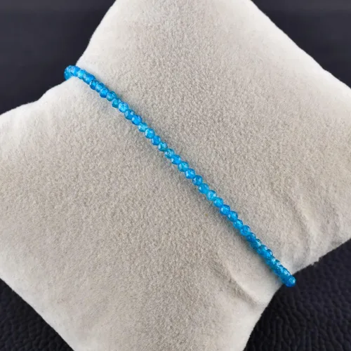 Miniatura 61 de Natural Gemstone Micro Round Beads Dainty Choker Bangle Bracelet, Handmade Jewelry for Women, Healing Chakra Crystals Silver Plated Chain 8 inch