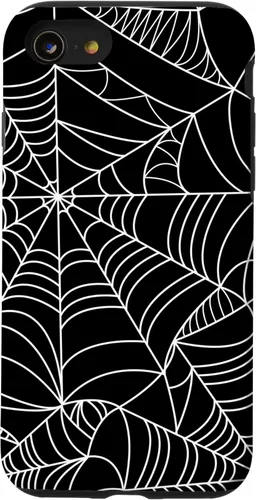 Miniatura 17 de iPhone 12 Mini Spider Web Halloween patrón espeluznante en caso negro