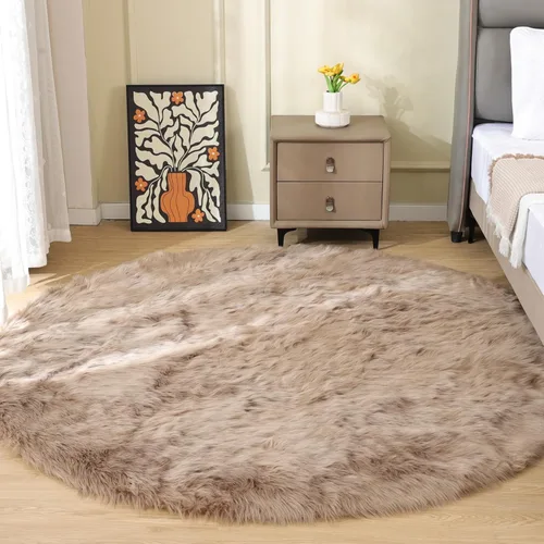 Miniatura 88 de ORINOVA Alfombras de pelo sintético lavable de color gris plateado claro para dormitorio, alfombra de felpa para sala de estar, alfombra