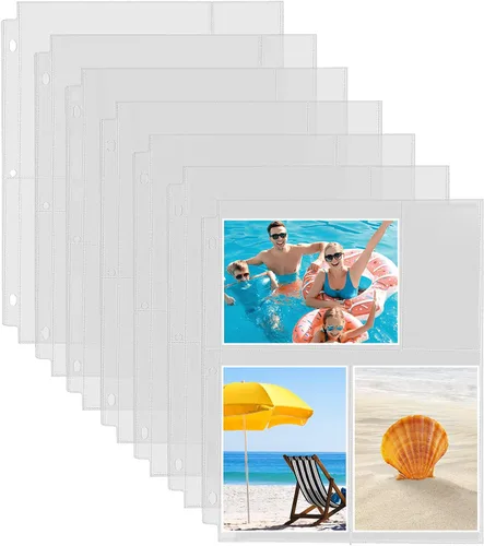 Fabmaker Paquete de 30 fundas de fotos para carpeta de 3 anillas (4 x 6, para 180 fotos), protectores de páginas de archivo, páginas de repuesto de