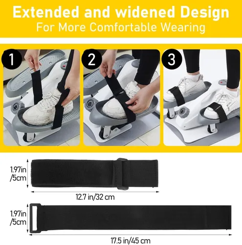 Miniatura 2 de 2 correas de pedal de bicicleta, correas de tracción ajustables negras para ejercitador de piernas, estabilidad segura para máquina de ejercicio