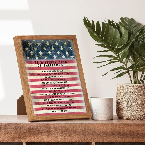 Miniatura 6 de Juramento Militar de Reclutamiento ENMARCADO - Arte de pared patriótico de la bandera americana, decoración - Regalo para soldados, ejército
