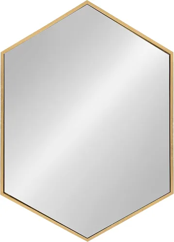 Kate and Laurel McNeer - Espejo de pared hexagonal con marco de metal con acabado dorado para baños, entradas, dormitorios y más, 31 x 22 pulgadas
