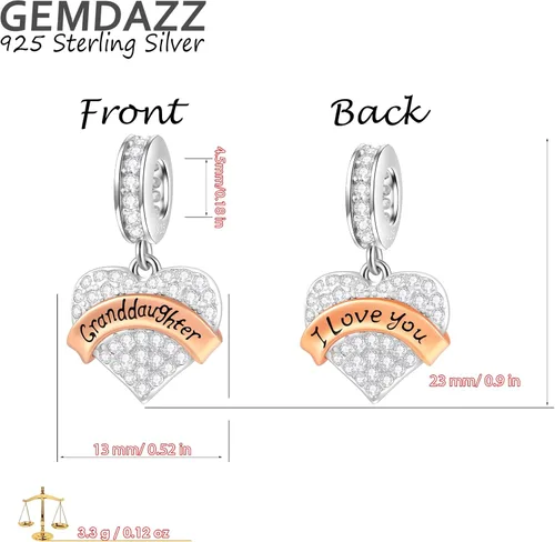 Miniatura 2 de Abalorio de plata de ley 925 para madre, padre, hija, hijo, hermana, nana, esposa, marido, abuela, amiga, madrina, hija, ahijada, cuentas