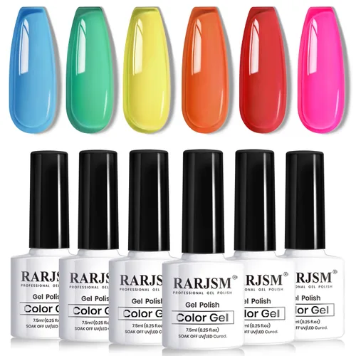 Miniatura 23 de RARJSM Juego de Esmaltes de Gel Nude Colección Jelly Pink de 6 Colores Naturales Transparentes Rosa Translúcido Lechoso Malva Morado Marrón Claro