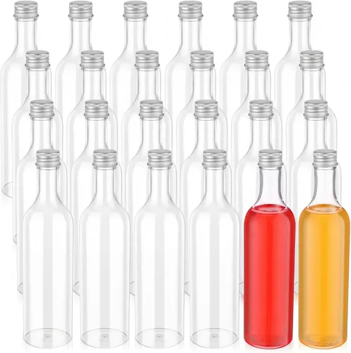 Miniatura 9 de Patelai 24 botellas de vino de plástico con tapas de 11 onzas de cuello largo, botellas de plástico de cuarto de galón con tapas de rosca