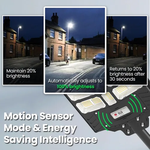 Miniatura 5 de 8000 W Luces de calle solares al aire libre - Luces solares al aire libre impermeables con sensor de movimiento, luces de estacionamiento
