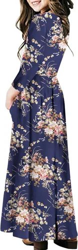 Miniatura 74 de 21KIDS Vestido largo floral de manga larga 3/4 con bolsillos para niñas de 6 a 12 años