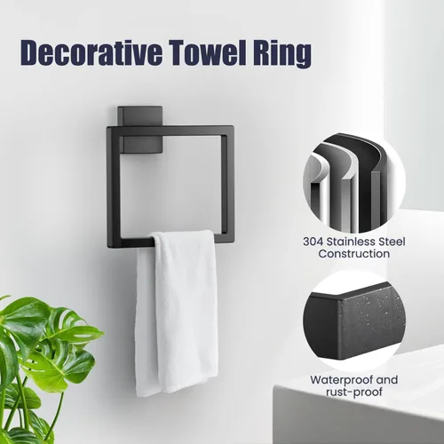 Miniatura 3 de Juego de accesorios de hardware para baño: juego de barra de toallas de baño de 5 piezas, toalleros para baño montados en la pared, SUS304 de acero