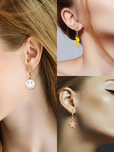 Miniatura 27 de Preppy Heishi - Juego de pulseras de surfista para niñas adolescentes, bonitos aretes estéticos, anillos estéticos preppy coloridos de oro blanco