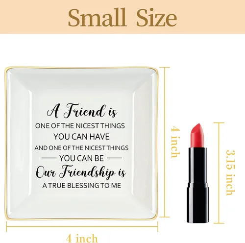 Miniatura 7 de Homlouue Bandeja de joyería con texto en inglés "A Friend is One of the Nicest Things You Can Ten", regalo de amistad, regalo de cumpleaños