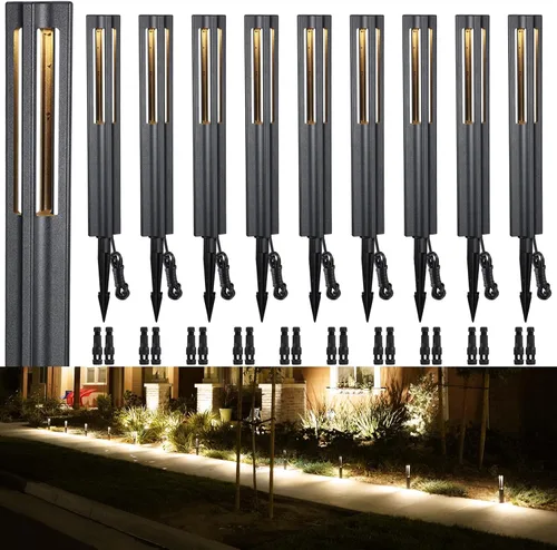 LEONLITE Paquete de 10 luces LED de camino de paisaje de bajo voltaje, luces LED de camino de bolardo, iluminación de paisaje al aire libre de 3 W