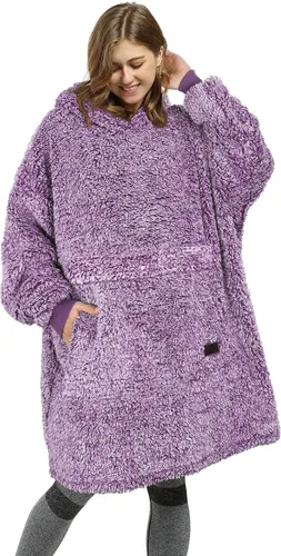 Miniatura 29 de Catalonia Sudadera extragrande tipo manta con capucha, sudadera de sherpa portátil para adultos, hombres y mujeres